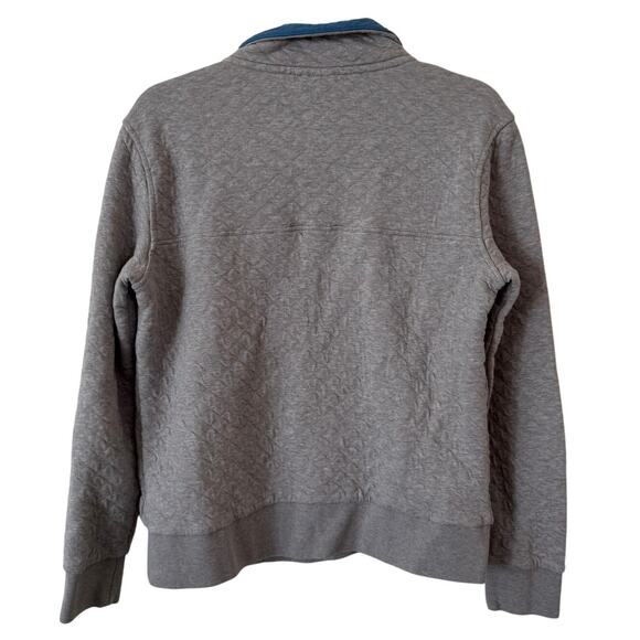 Patagonia W's Organic Cotton Quilt Snap-T Pullover Sweater Gray/Blue-Small - Picture 7 of 8